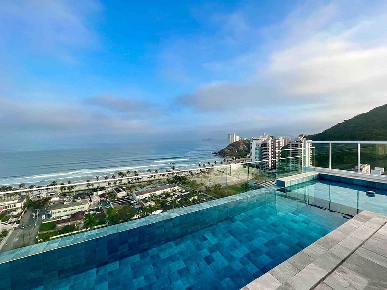 Apto NOVO com vista incrível p/a praia da enseada